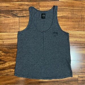 VINTAGE STUSSY Grey Stripped Tank Top